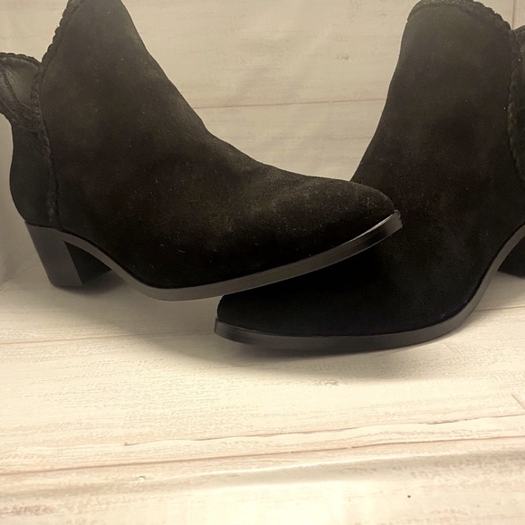 Lucky black western boho chic suede boots size 8 cowboy core gothcore - Picture 1 of 12